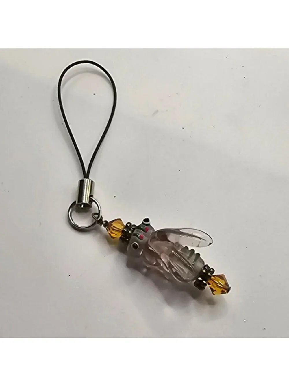 Handcrafted Glass Insect Charm With Beads - Vintage Style Accessory - Phone Or K